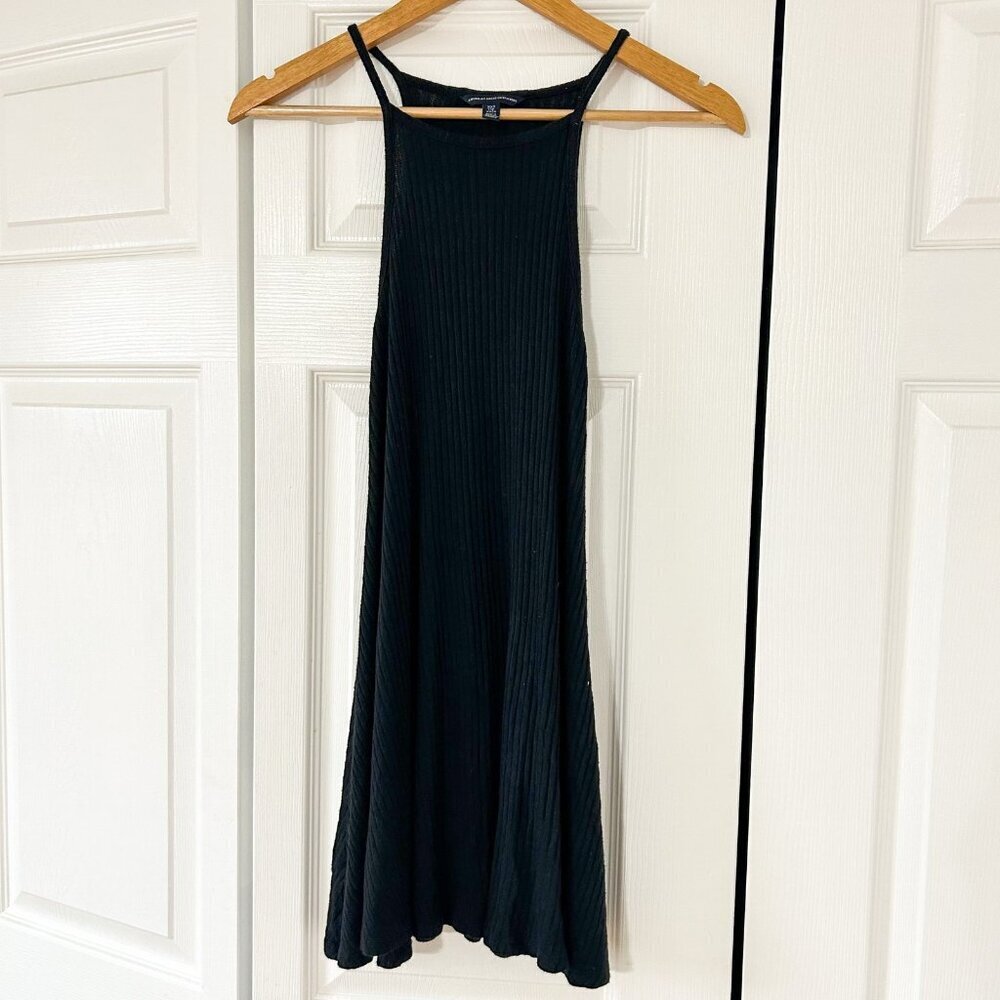 American Eagle Black Ribbed Knit Mini Dress Women’s Size XXS Spaghetti Strap